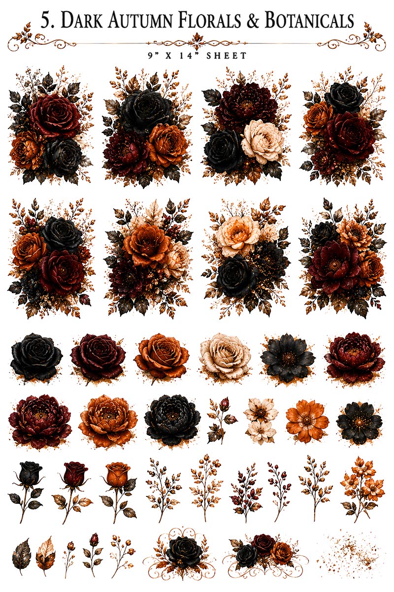 Dark Autumn Collection | UVDTF 9.5 x14 Element Sheets
