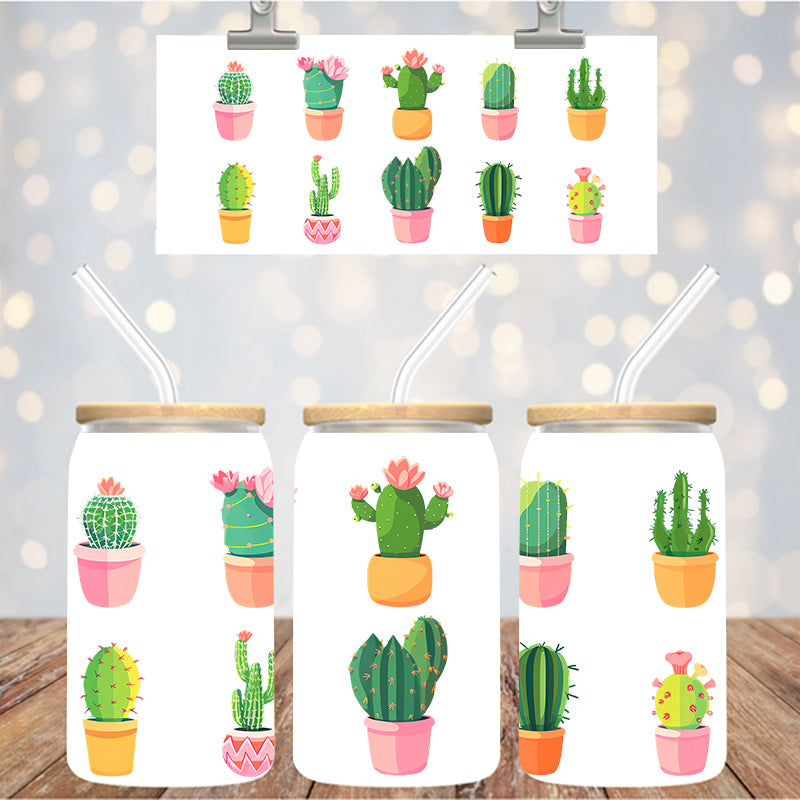 16 oz Uv Dtf Cup Wrap Succulents 1032