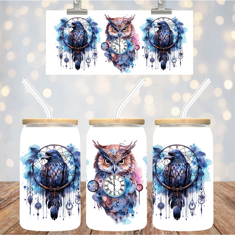 16 oz UvDtf Cup Wrap Beautiful Owl 1404