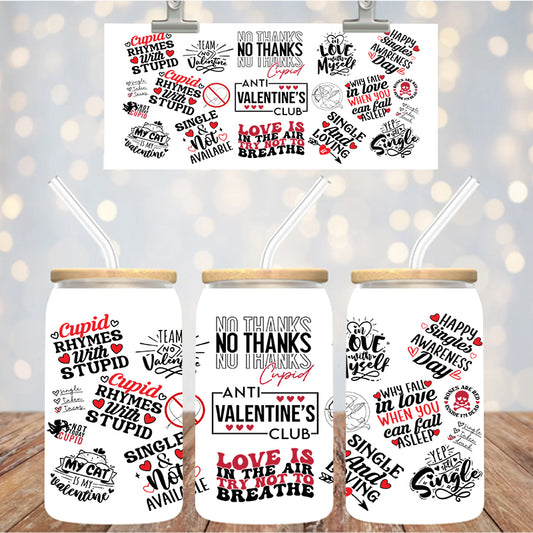 16 oz Uv Dtf Cup Wrap Anti Valentine's Club 1218