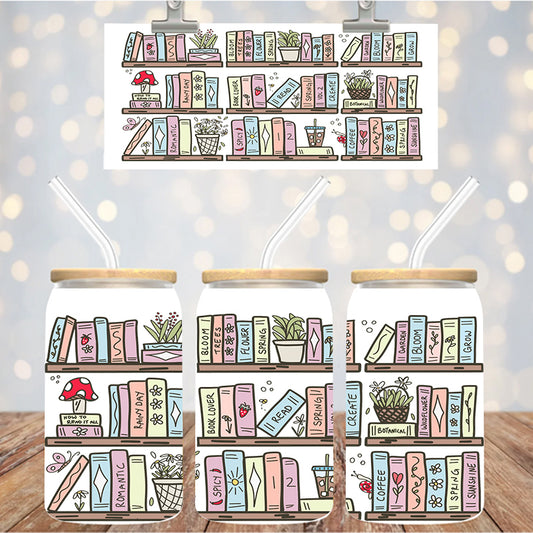 16 oz Uv Dtf Cup Wrap Books On Shelves 1198