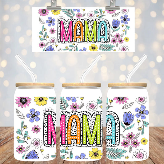 16 oz Uv Dtf Cup Wrap Mama Floral 1203