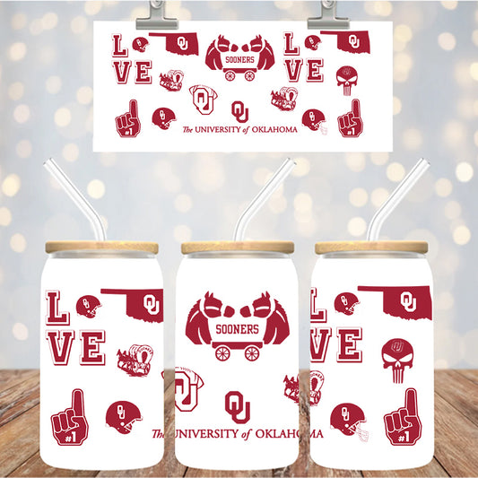 16 oz Uv Dtf Cup Wrap Sooners 1248