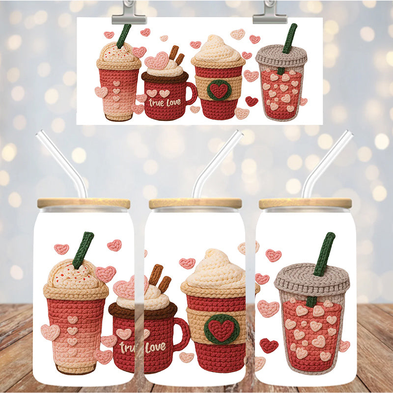 16 oz Uv Dtf Cup Wrap Faux Yarn Drinks 1237