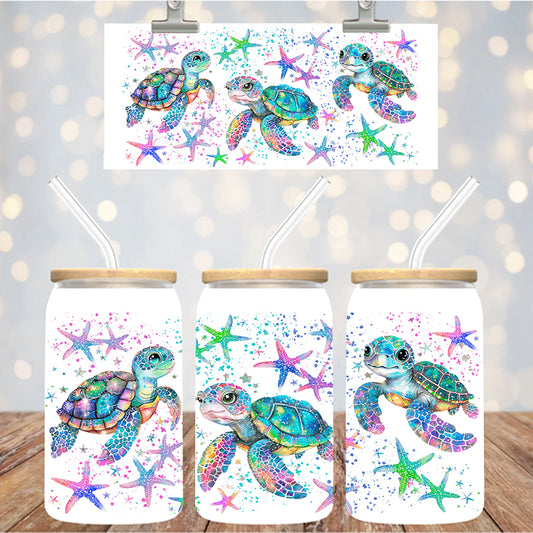 16 oz Uv Dtf Cup Wrap Cute Sea Turtles 1192