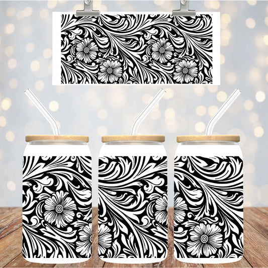 16 oz UvDtf Cup Wrap Tooled Leather Design 1350