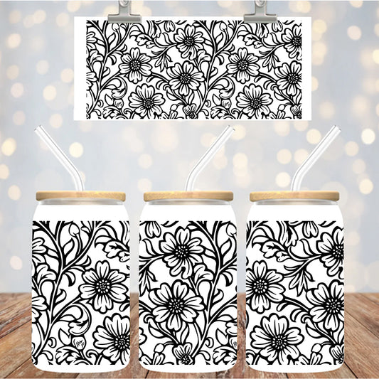 16 oz UvDtf Cup Wrap Tooled Leather Design 1349