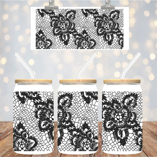 16 oz UvDtf Cup Wrap Lace Design 1368