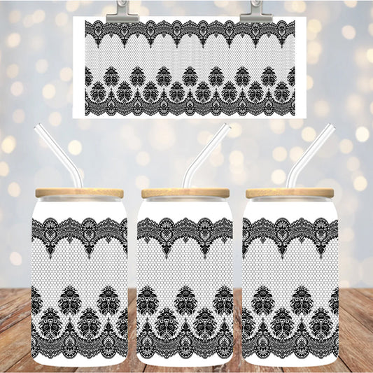 16 oz UvDtf Cup Wrap Lace Design 1359