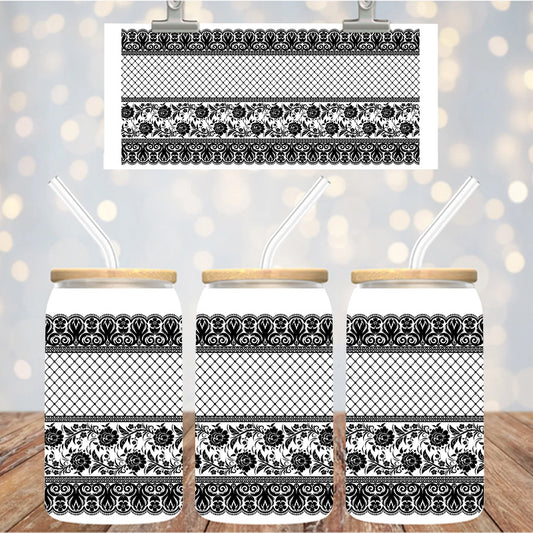 16 oz UvDtf Cup Wrap Lace Design 1361