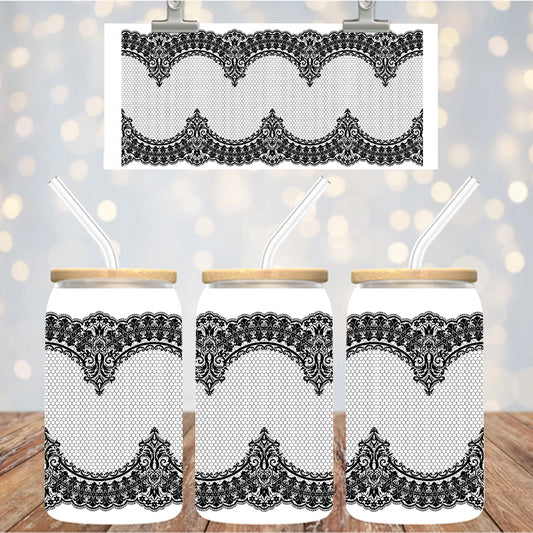 16 oz UvDtf Cup Wrap Lace Design 1360