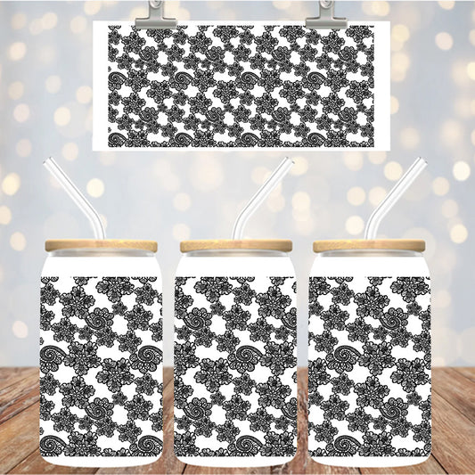 16 oz UvDtf Cup Wrap Lace Design 1362