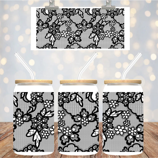 16 oz UvDtf Cup Wrap Lace Design 1363