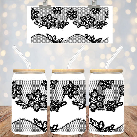 16 oz UvDtf Cup Wrap Lace Design 1365