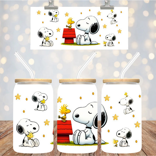 16 oz Uv Dtf Cup Wrap White Dog 1244