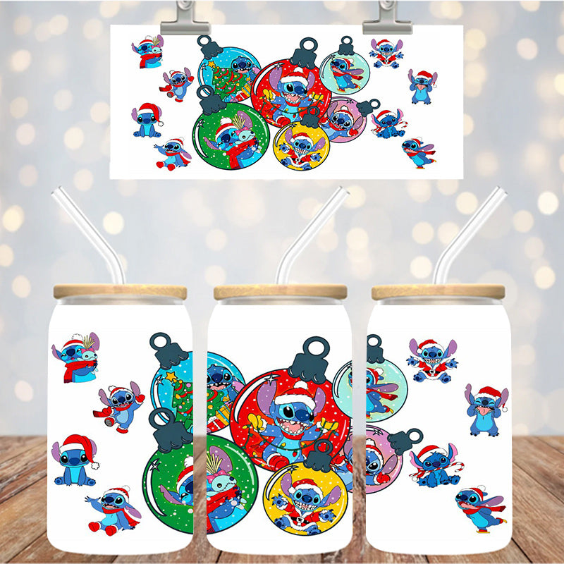 16 oz Uv Dtf Cup Wrap Blue Monster Christmas 1069