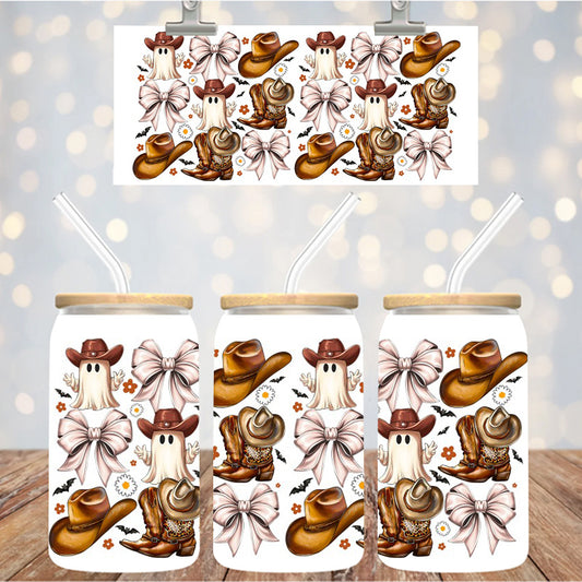 16 oz Uv Dtf Cup Wrap Westerrn Ghosts boots hats 1173