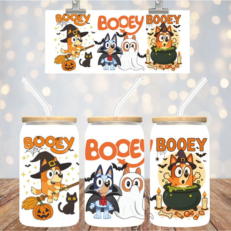 16 oz Uv Dtf Cup Wrap Blue Dog Halloween 1172