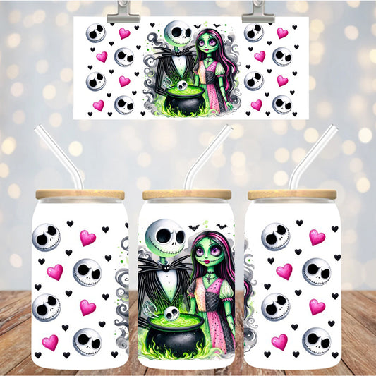 16 oz Uv Dtf Cup Wrap Nightmare Jack Sally 1152