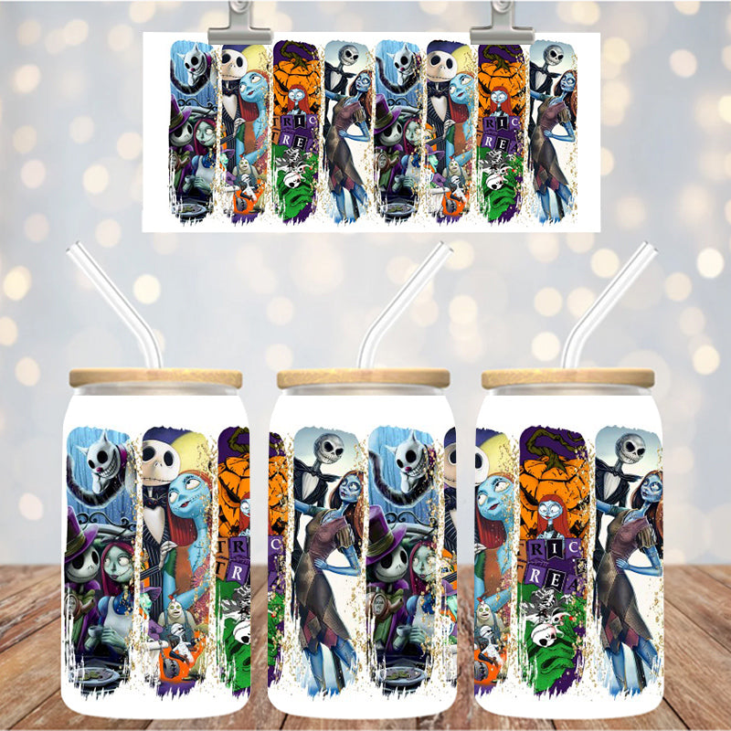 16 oz Uv Dtf Cup Wrap Nightmare Jack Sally 1154