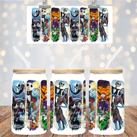 16 oz Uv Dtf Cup Wrap Nightmare Jack Sally 1154