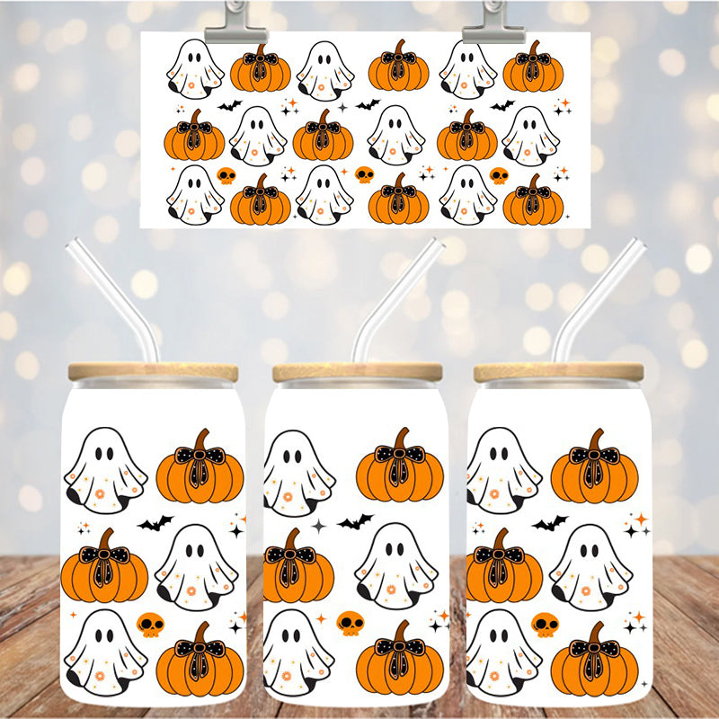 16 oz Uv Dtf Cup Wrap Ghosts and Pumpkins 1151