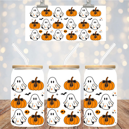 16 oz Uv Dtf Cup Wrap Ghosts and Pumpkins 1151