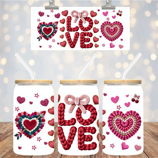 16 oz Uv Dtf Cup Wrap Faux Yarn LOVE 1224