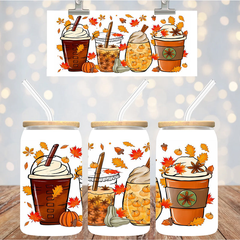 16 oz Uv Dtf Cup Wrap Fall Drinks 1146