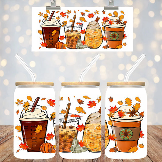 16 oz Uv Dtf Cup Wrap Fall Drinks 1146