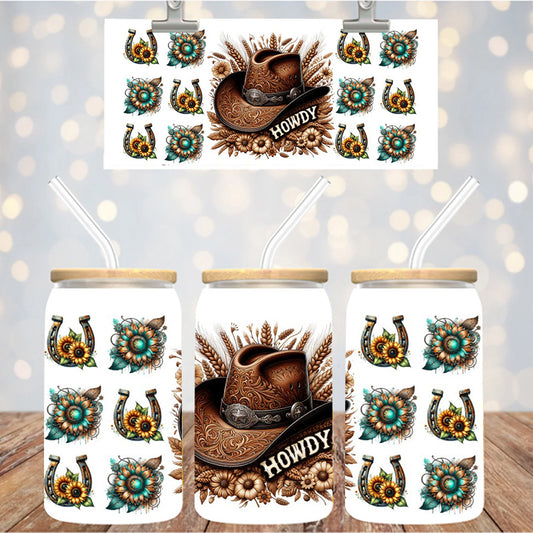 16 oz Uv Dtf Cup Wrap Western Howdy 1128