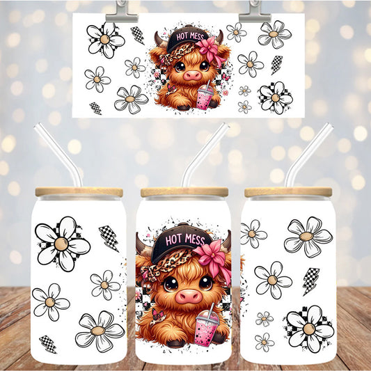 16 oz Uv Dtf Cup Wrap Hot Mess highland 1090