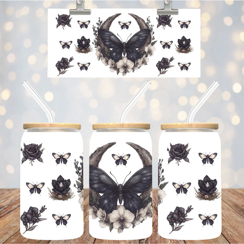 16 oz Uv Dtf Cup Wrap Butterfly Floral 1115