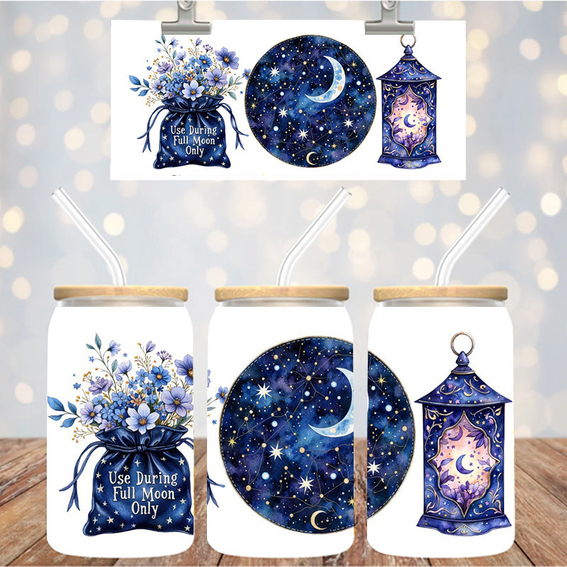 16 oz Uv Dtf Cup Wrap Moon Stars Floral 1124