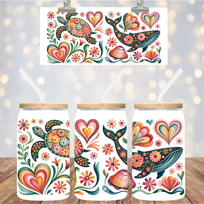 16 oz Uv Dtf Cup Wrap Whale Sea Turtle 1110