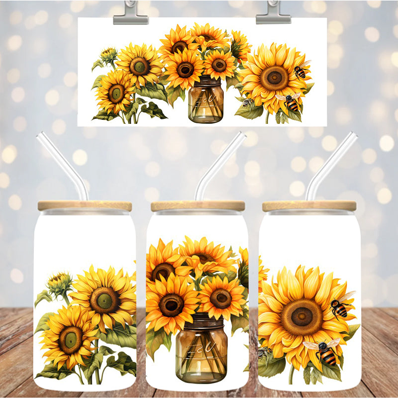 16 oz Uv Dtf Cup Wrap Sunflowers 1052