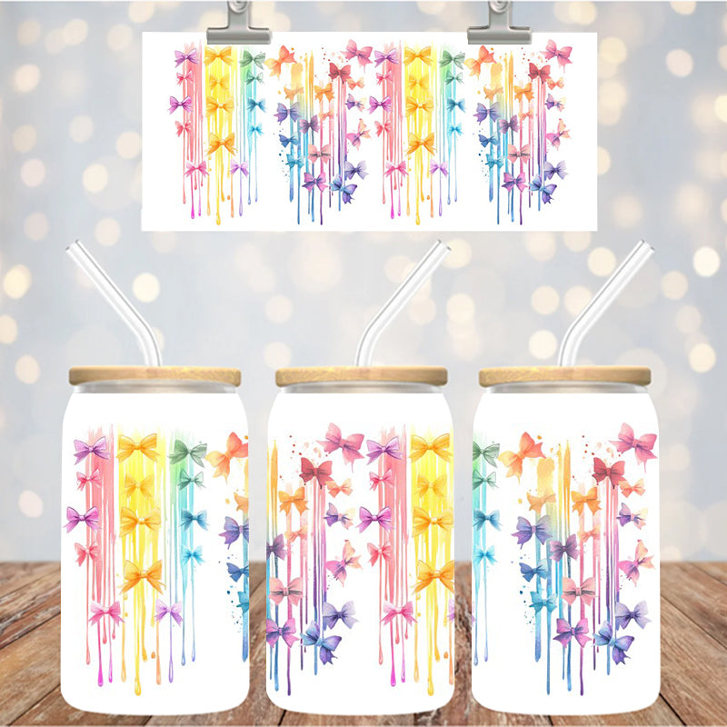 16 oz Uv Dtf Cup Wrap Bows Paint Drip 1189