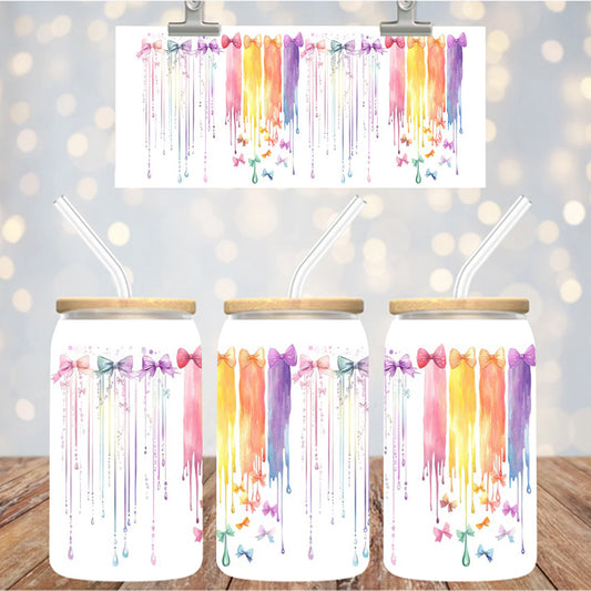 16 oz Uv Dtf Cup Wrap Bows Paint Drip 1188