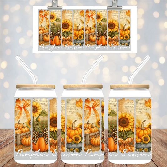 16 oz Uv Dtf Cup Wrap Pumpkin Season 1107