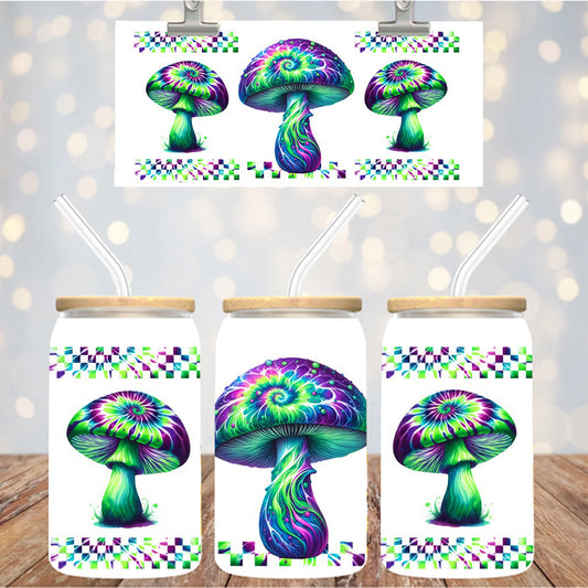 16 oz Uv Dtf Cup Wrap Colorful Mushrooms 1103