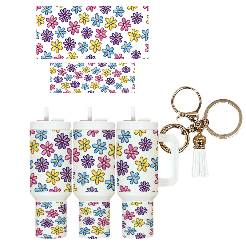 UVDTF Mini Tumbler Wrap Colorful Flowers 4033