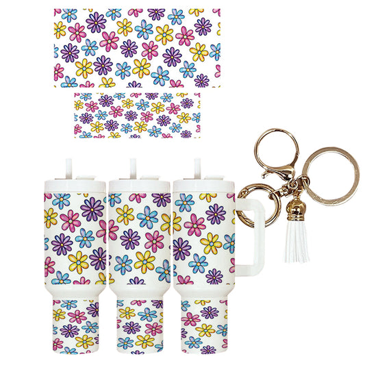 UVDTF Mini Tumbler Wrap Colorful Flowers 4033