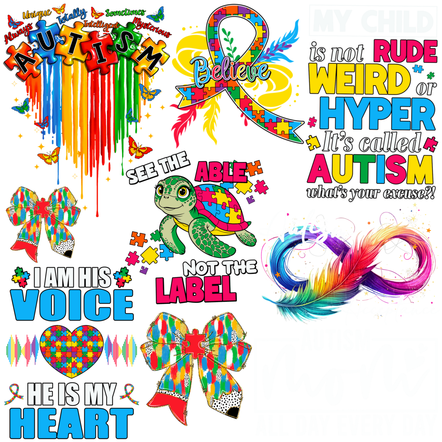 UVDTF 9.5 x 8.5 Element Sheet Autism 6028