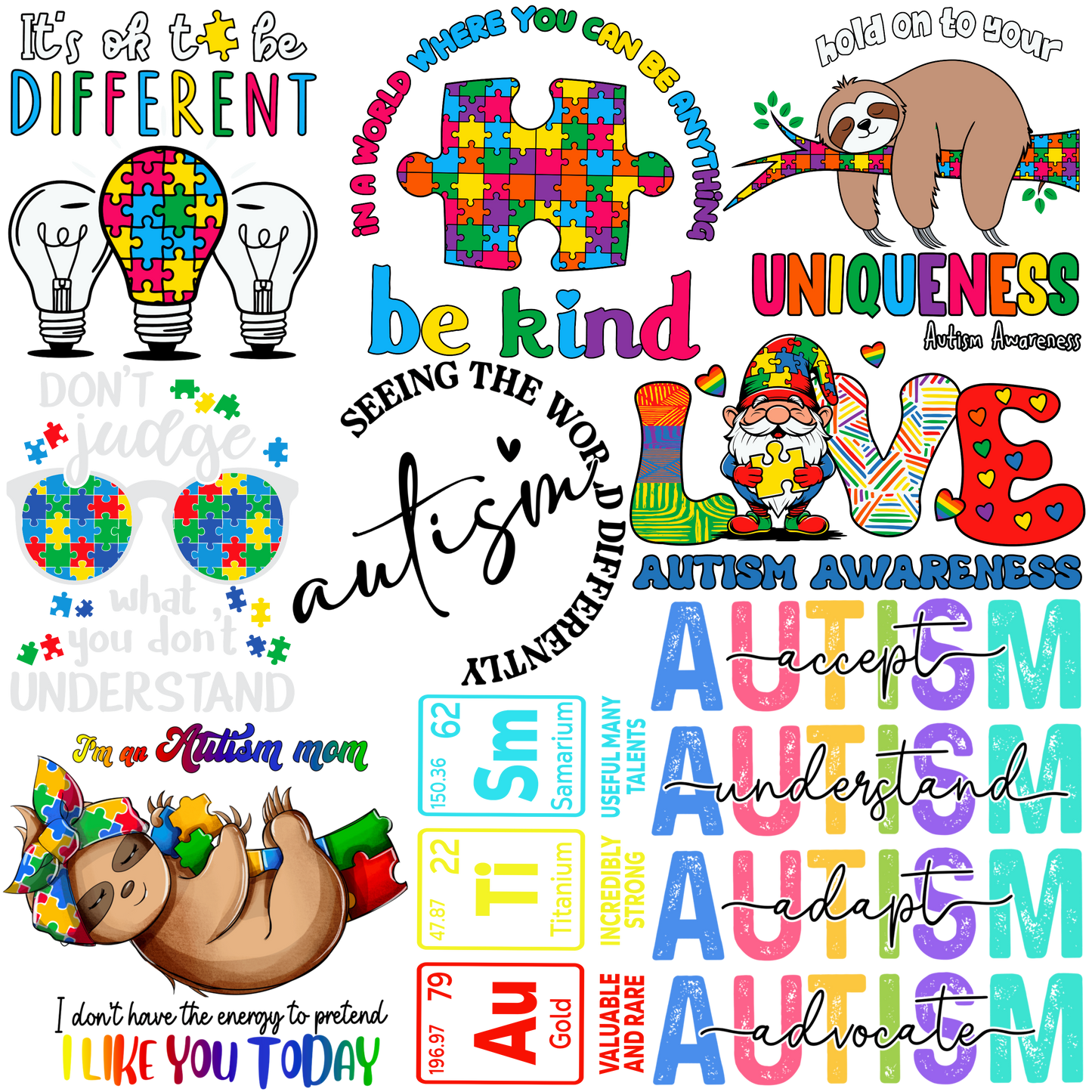 UVDTF 9.5 x 8.5 Element Sheet Autism 6026