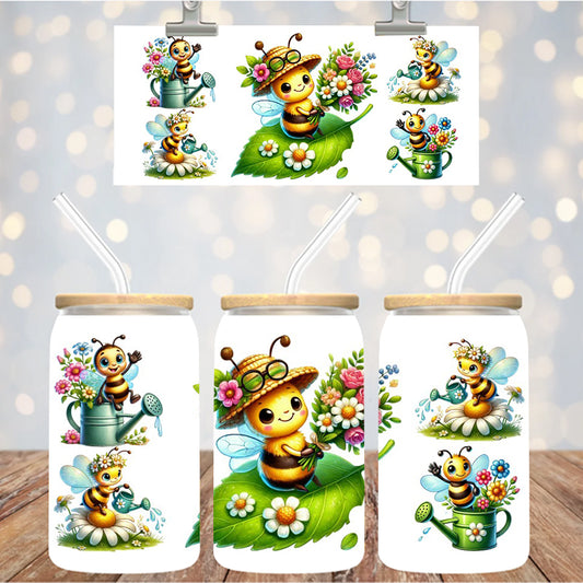 16 oz Uv Dtf Cup Wrap Cute Bees 995