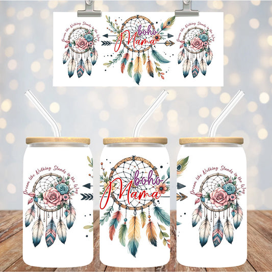 16 oz Uv Dtf Cup Wrap Boho Mama 1006