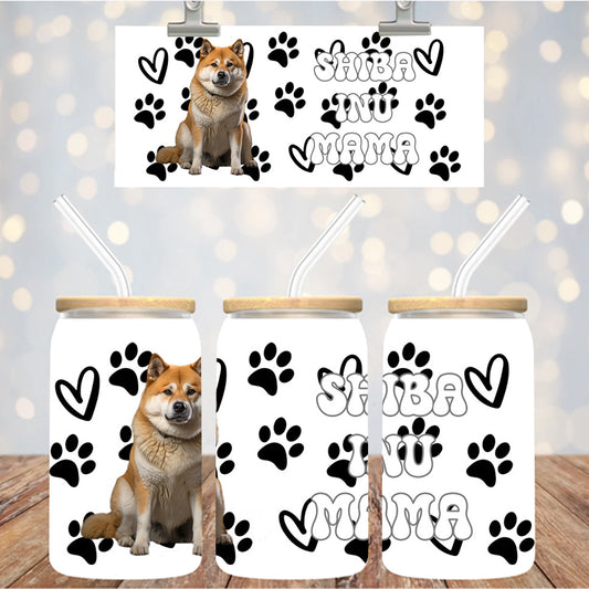 16 oz Uv Dtf Cup Wrap Shiba Inu Mama 929