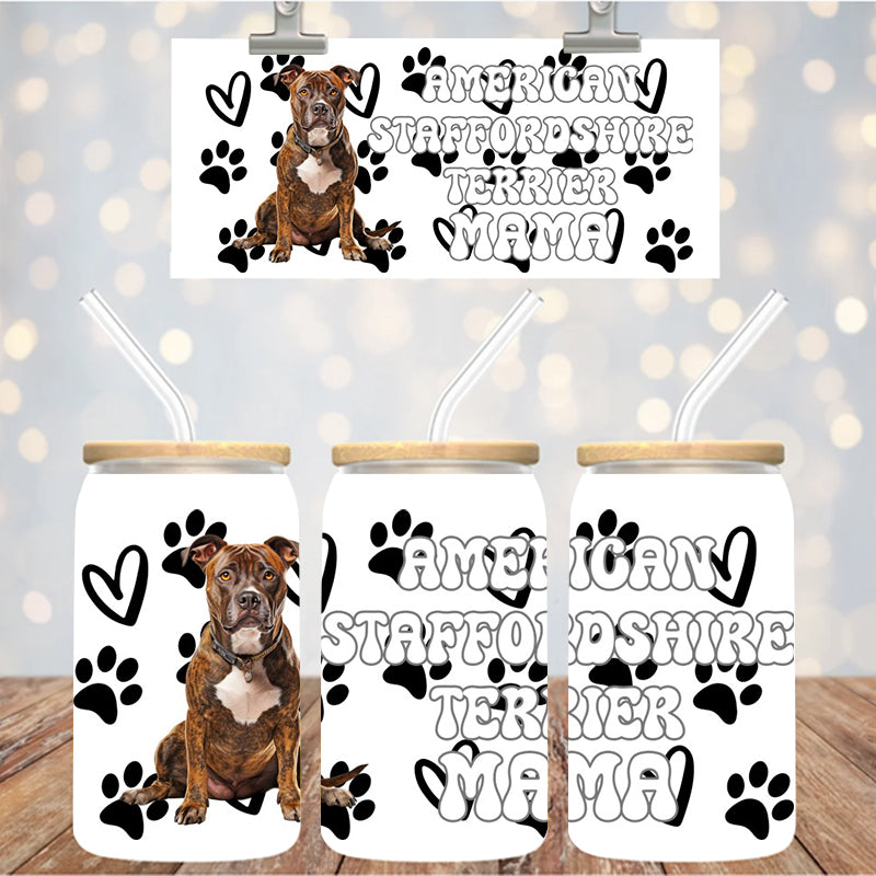 16 oz Uv Dtf Cup Wrap American Staffordshire Terrier Mama 916