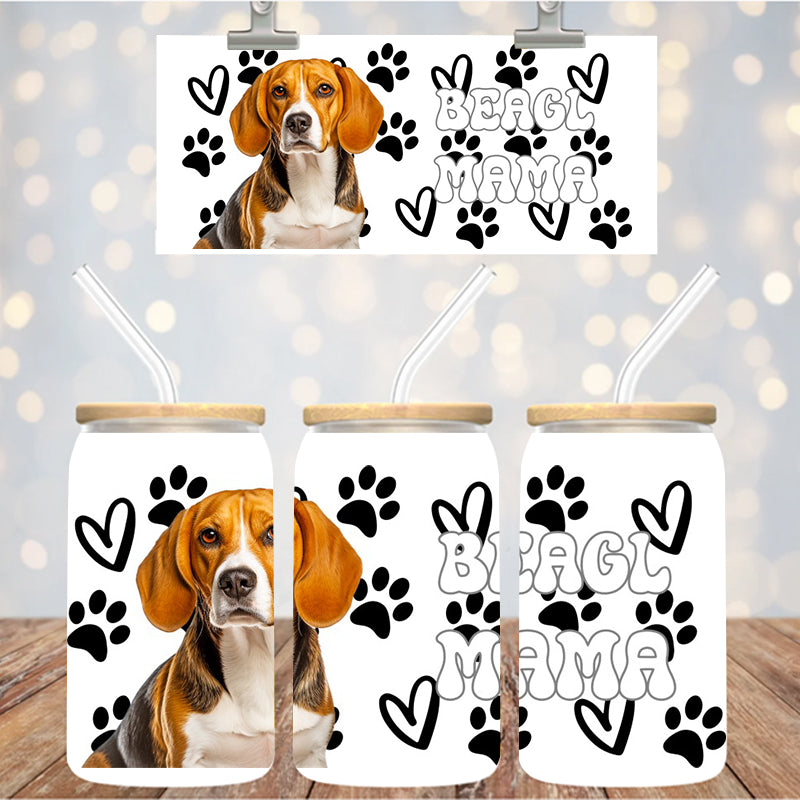 16 oz Uv Dtf Cup Wrap Beagle Mama 913