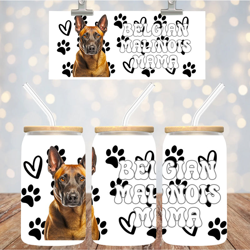 16 oz Uv Dtf Cup Wrap Belgian Malinois Mama 922